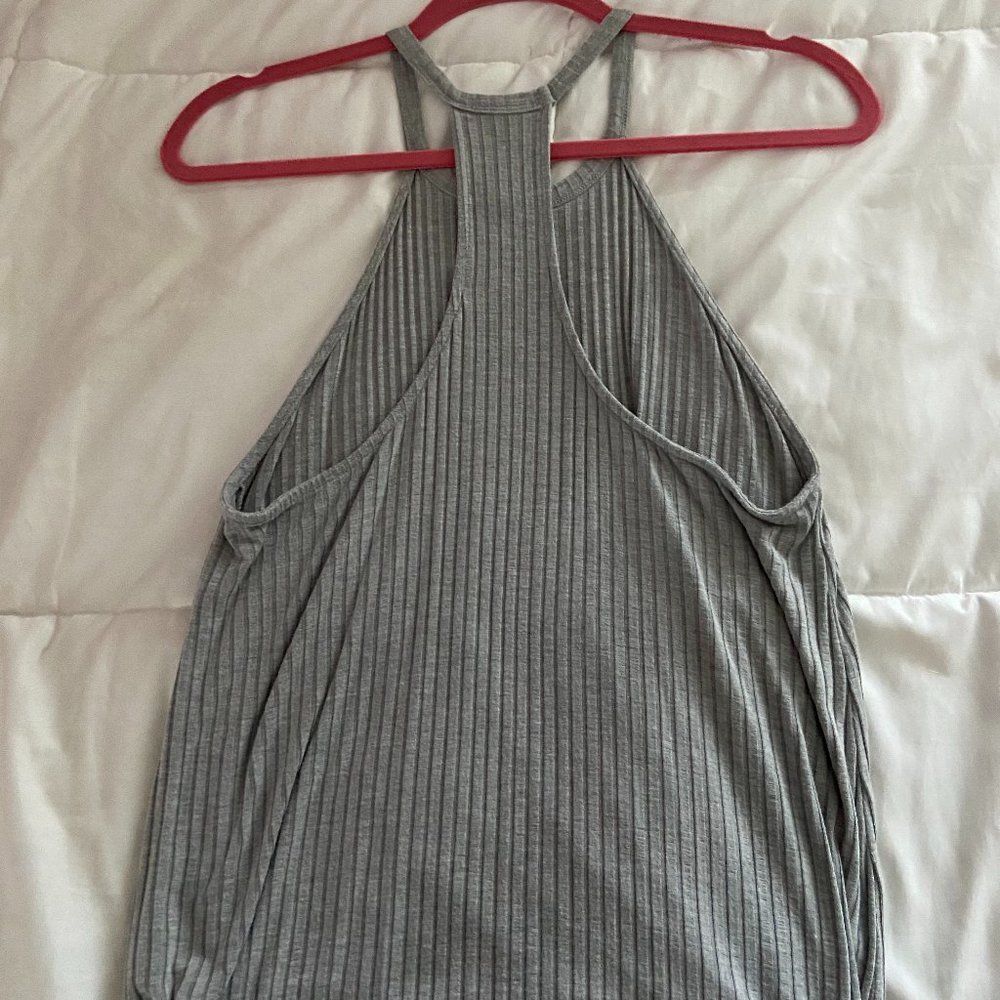 Gray Ribbed Halter Tank - Picture 2 of 3